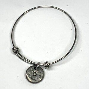 Initial B Charm Bracelet Silver Finish - Expands 2"- 3.5"